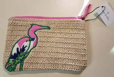 Vera Bradley Seashore straw zip pouch clutch organizer handbag purse NWT