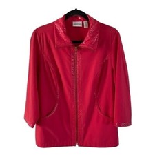 Chico s Zenergy Sz 1 Athleisure Coral Leopard Print Zip Jacket