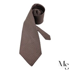 LAUREN RALPH LAUREN Burgundy & Gray Geometric Silk Tie H.Made In USA W: 3.5" E.C