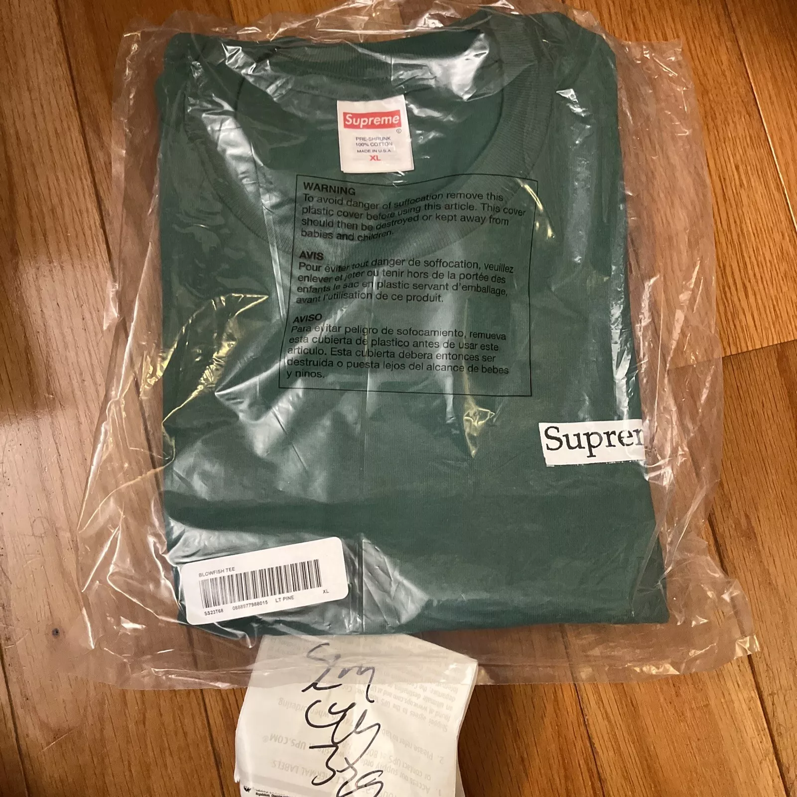 T shirt Supreme Blowfish flambant neuf vert pin clair XL