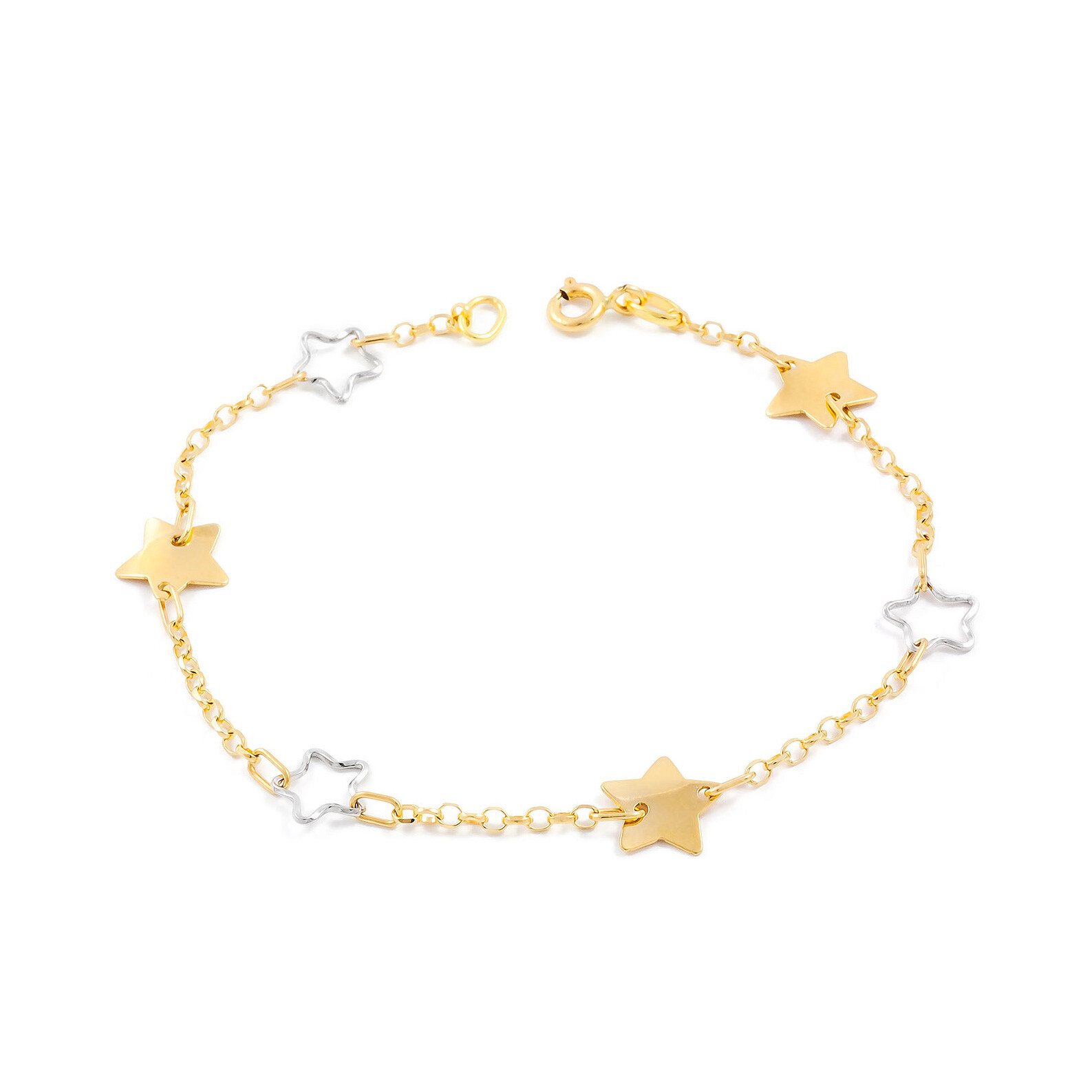 Pulsera bicolor niña o mujer estrellas lisas y caladas (G1386PU)