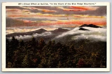 North Carolina, Cloud Effect at Sunrise, Blue Ridge Mts., Vintage Postcard