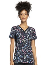 Breezy Buds Cherokee Scrubs iFlex V Neck Knit Panel Top CK636 BYBD