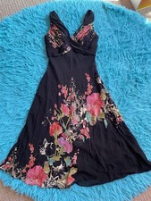 Vintage Adrianna Papell Black Floral Cocktail Dress 90s Y2k