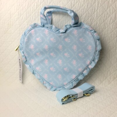 Stoney Clover Lane High Tea Printed Ruffle Mini Heart Tote Bag Earl Grey NWT