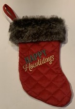 HAPPY HOLIDAYS CHRISTMAS STOCKING WITH FUR LINING-12  -NEW