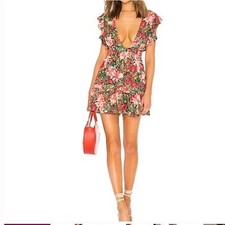 Majorelle Misty Coquette Mini Bright Floral Wrap Dress Revolve Size M/XL