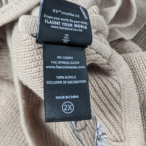New Her Universe Star Wars Rey 2X I Am All Jedi Brown Faux Wrap Knit Sweater - Picture 8 of 11