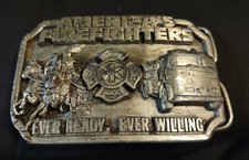 Vintage 1983 American Firefighters Belt Buckle, Ever Willing