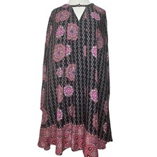 Umgee Peasant Tunic Dress Medallion Print Long Sleeve Boho Keyhole Front Sm,Med