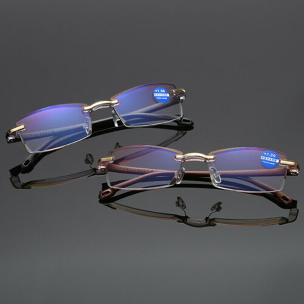 1,0 1,5 2,0 2,5 3 3,5 Randlose Lesebrille Anti-blaues Licht Metall Leser Brille