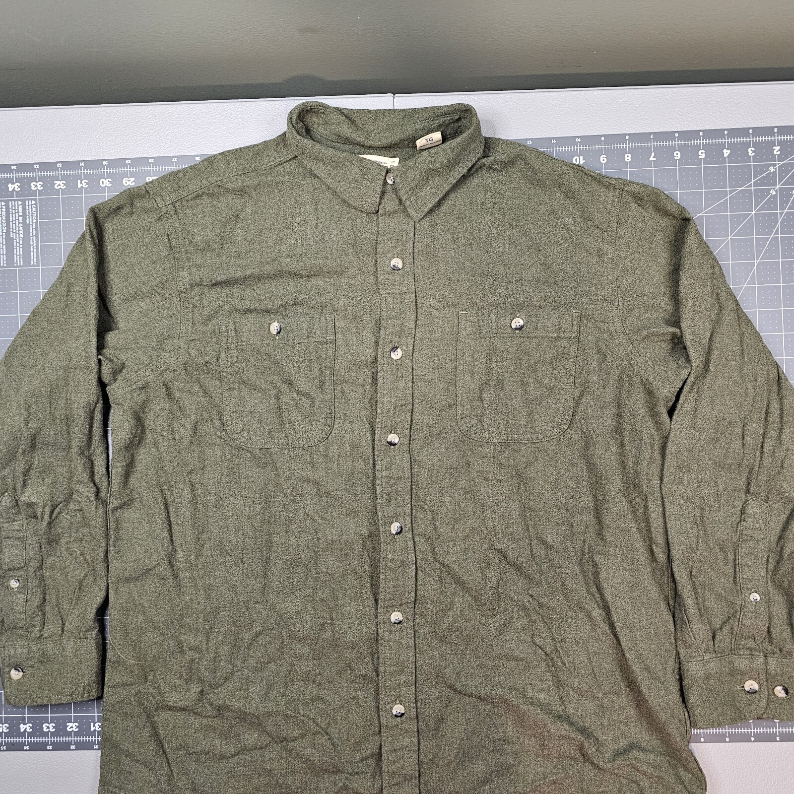 Redhead Flannel Shirt Mens XL Olive Green Work Outdoors Classic Military Style-image