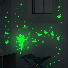 Glow in the Dark Fairy Wall Decals Butterfly Wall Stickers Princess Room Decor F