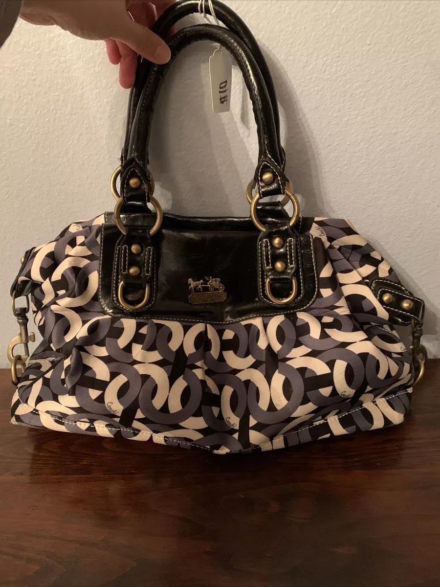 Black White and gray woman s Authentic Coach purse VTG