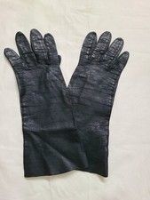 Vintage Capretto Lavabile Italian Black Leather Gloves Gloves Size 7