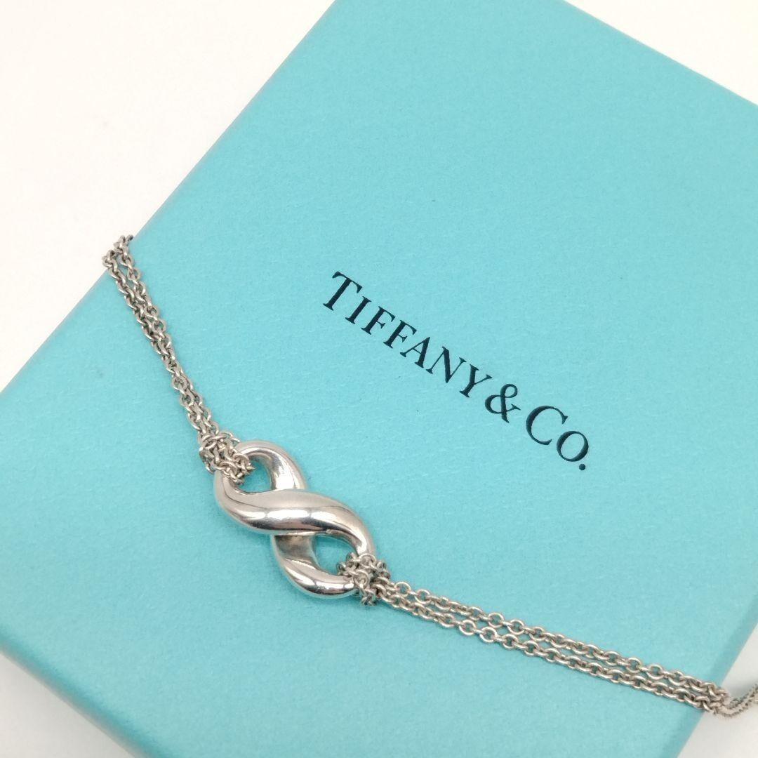 TIFFANY & Co Infinity Double Chain Sterling Silver 925 Necklace No