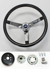 Falcon Galaxie Fairlane Torino 14 34 Vintage Black On Chrome Steering Wheel