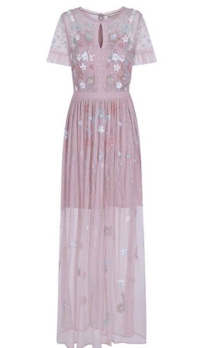 Maxi Vestido Dama de Honor Frock & Frill Rosa Bordado Fillipa (Talla 16) - Imagen 3 de 9