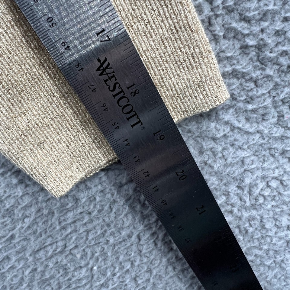 Worthington Womens Top Large Tan Metallic Pullover Long Sleeve Shirt