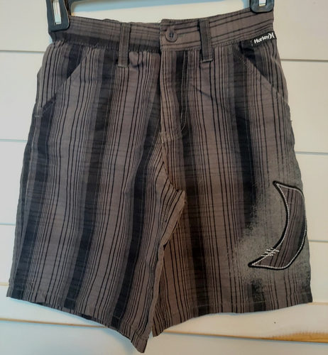 HURLEY Youth Boy’s Size 6 Black Grey Chino Shorts Surf Skate Adjustable Waist