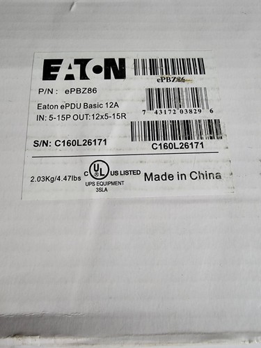 Eaton ePDU ePBZ86 12A 100-127V Single-Phase 12 outlet (5-15R) 10' Cord 1.44 kW - Picture 2 of 3