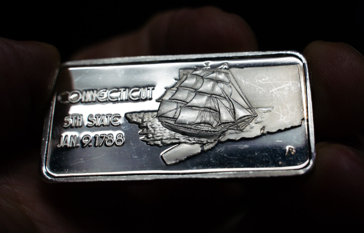 1974 Hartford Connecticut fifth State 1788 1oz 999 FINE Silver Art