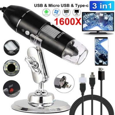 1600X Zoom 8LED HD USB Microscope Digital Magnifier Endoscope Video Camera