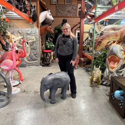 Elephant Baby Resin Table Top Statue Jungle Safari Theme Display Prop Decor