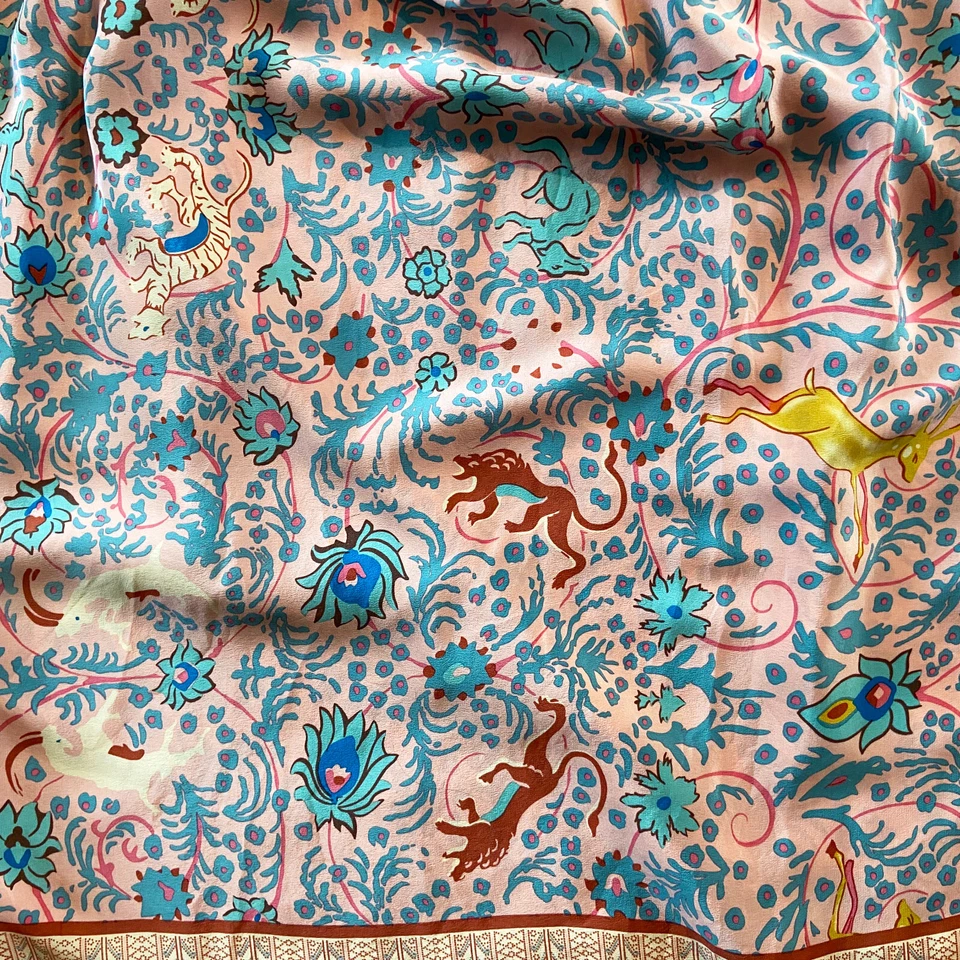 Vestido Solero Midi Plenty by Tracy Reese Talla 6 (LEER) Rosa Azul Seda Tejidas Correas Foto 4 de 4