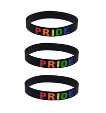 PRIDE Gay Rainbow Bracelets Silicone Rubber Wristbands Bracelets-3pcs