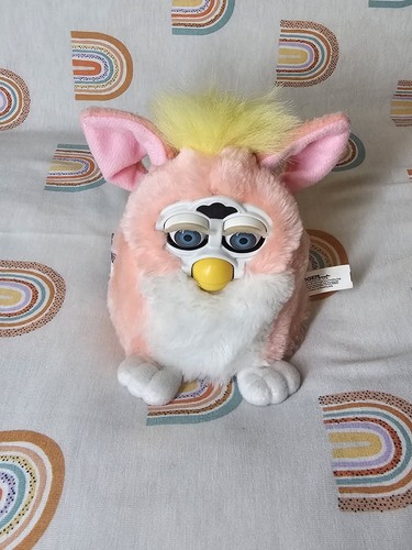 Vintage 1999 Tiger Electronics 70-940 Furby Babys rosa weiß blaue Augen funktioniert