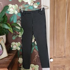 MANGO Polka Dot Straight Leg Trousers Size 4 Parisian Chic Tailored Pants
