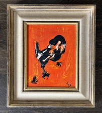 Vintage Original Outsider Art Oil  Painting, BART Duck Northwest Mystic Style