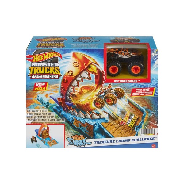 Hot Wheels Monster Trucks Arena Smashers Schatz-Beiss-Challenge Spielset HTP17-image