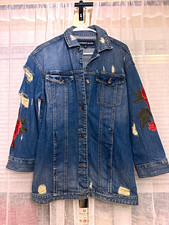 Express Jeans Women s Blue Floral Embroidered...
