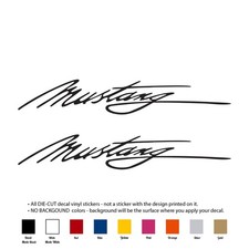 2pcs Mustang Script Signature Decal Vinyl Sticker Die Cut No Background 2pcs Mustang Script Signature Decal Vinyl Sticker Die Cut No Background