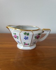 Ancien Pot à Lait Crémier en Porcelaine Limoges Décor Floral et liseré or