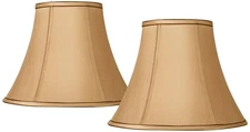 Set of 2 Softback Bell Lamp Shades Tan Brown Medium 7x14x11 Spider Harp Finial