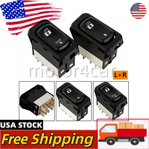 Both Driver & Passenger Side Window Switch Fit for Freightliner Black