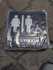 ADA SIGN MEN WOMEN ACCESSIBLE RESTROOM 8X8 BLUE WHITE.