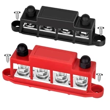 Power Distribution Block 12V 250A Bus Bar 4 x 5/16" Stud Marine, 6 x #8 Screws