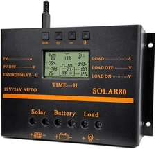 Ykywtrwl Solar Charge Controller 80A Pwm 12V/24v 1920W With Usb Output