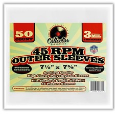 50-Pack 45 RPM Vinyl Record Outer Sleeves 7 Inch Clear Protective Bags