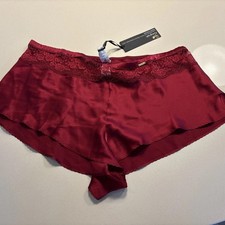 M&S ROSIE Luxurious Silk & Lace French Knickers Size 16 Dark Red BNWT