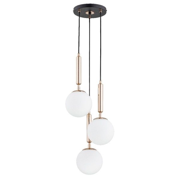 HäNgelampe 3-Flammig Glas Schwarz Wohnzimmer E14 L:28 Cm Pendelleuchte Esstisch-image