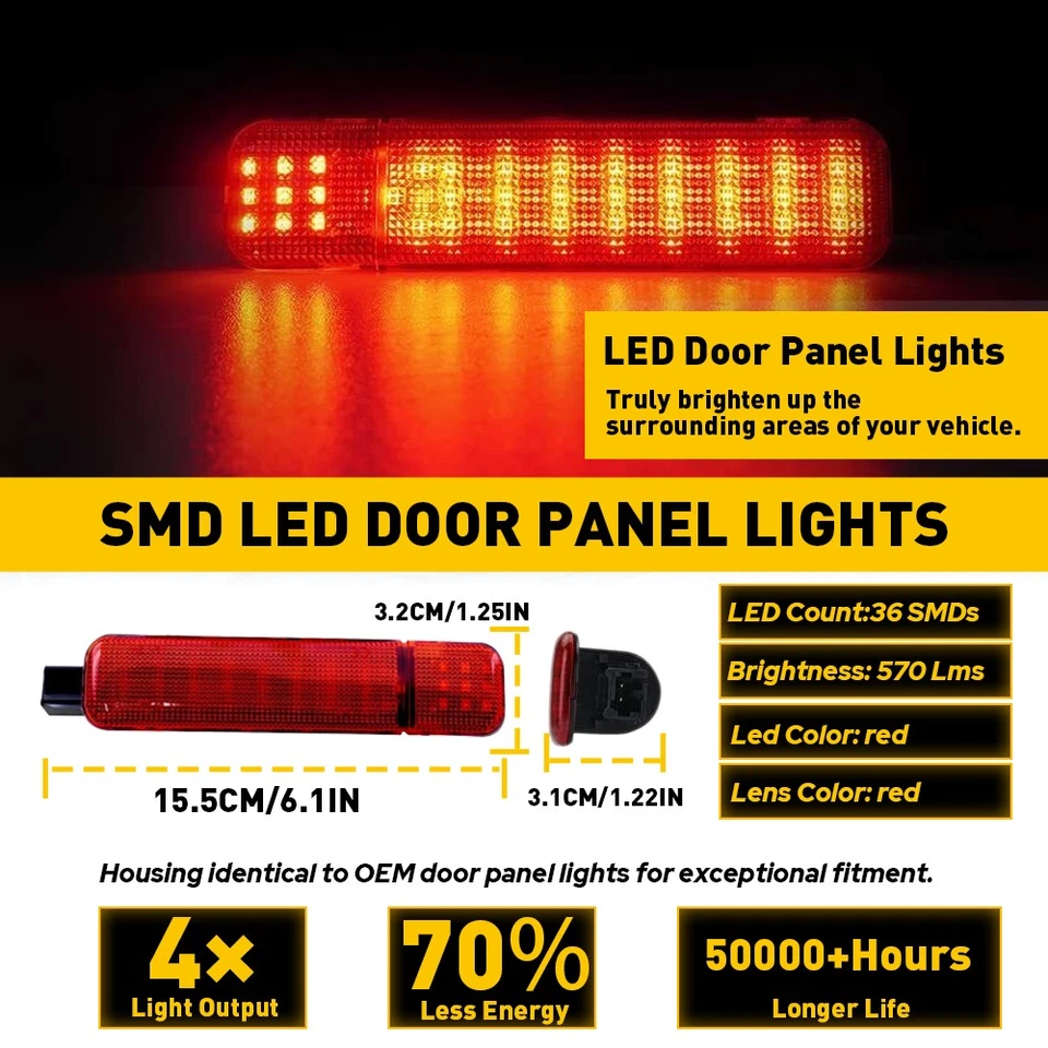 Par de lámparas LED de puerta de panel interior para cortesía 1995-07 Sierra Silverado GMC C/K Foto 2 de 4