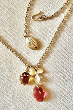 Superb RUBELITE & CITRINE Drop 18k Plated Necklace GRACE CHAN for INDULGEMS