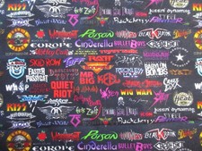 Assorted Rock Band Names on 100% Cotton Fabri...