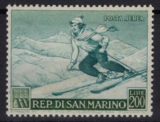 SAN MARINO 1953 POSTA AEREA GIORNATA FILATELICA 200 LIRE G.I MNH**