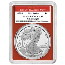 Presale - 2025-S $1 1-oz Proof American Silver Eagle PCGS PR70DCAM FS San